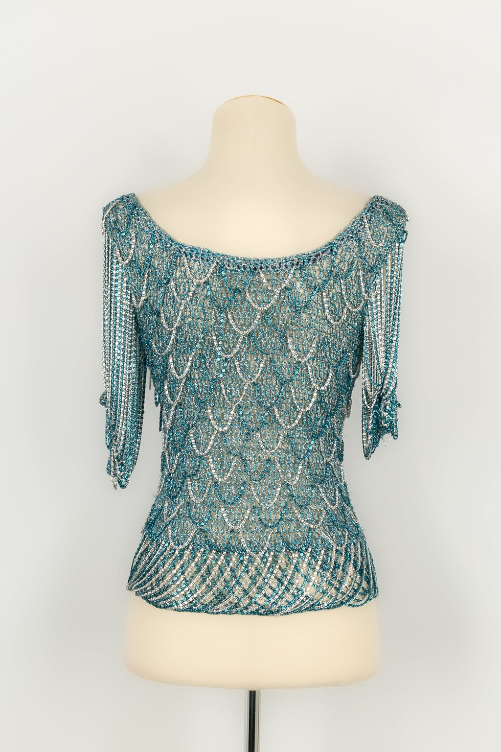 Haut en maille bleue Azzaro