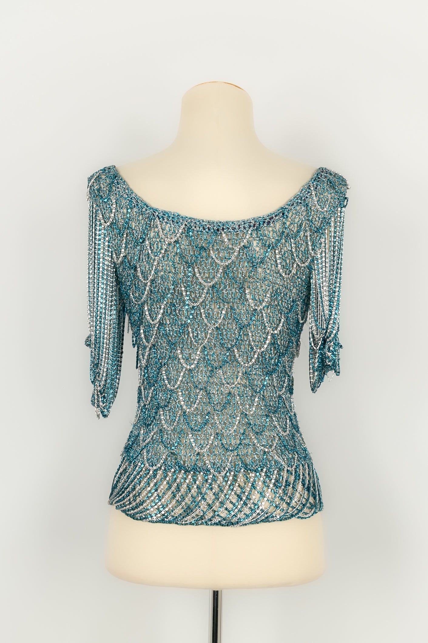 Haut en maille bleue Azzaro