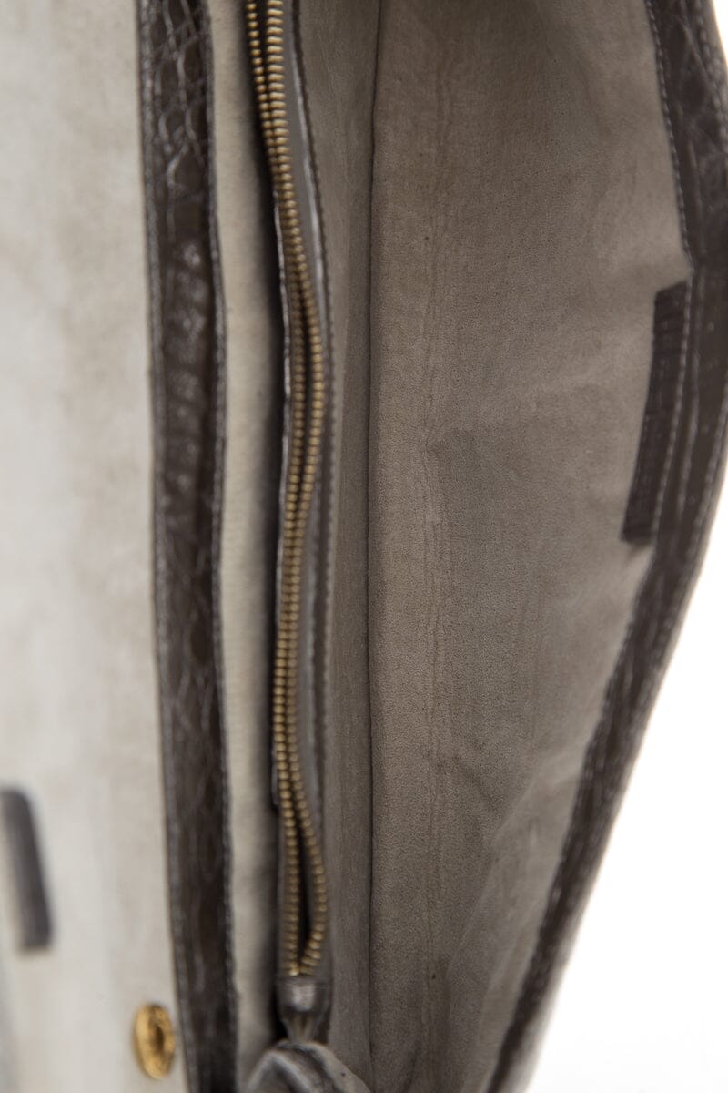 Nancy Gonzalez Silver Croc Envelope Cross-Body