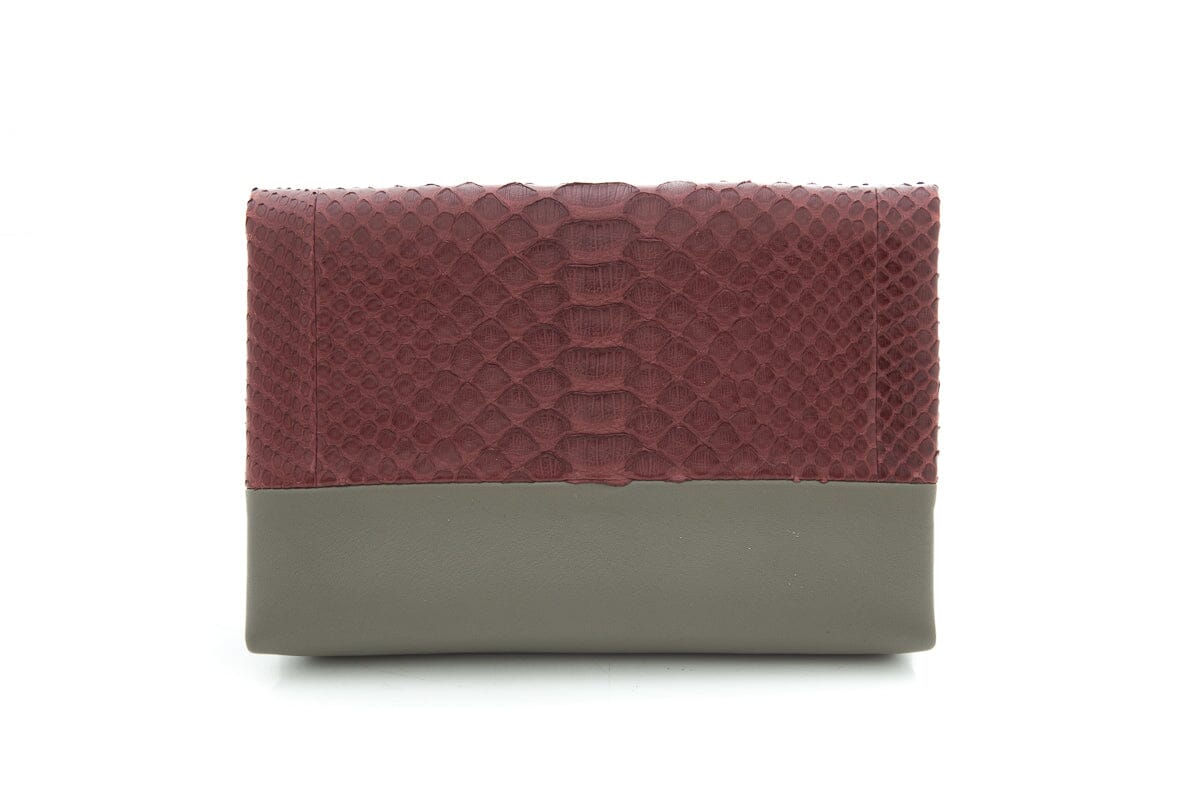 Celine Grey & Burgundy Leather Pouch