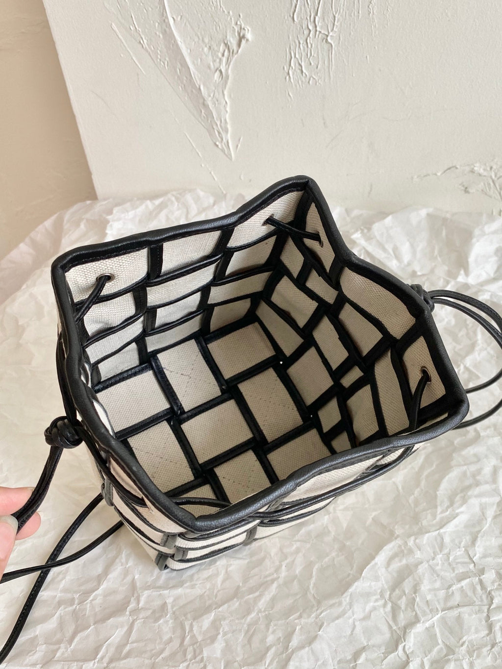 GLAMI Cassette Bucket Bag Beige And Black, For Women, Bags 5.5in/18cm 714608VMBN39811
