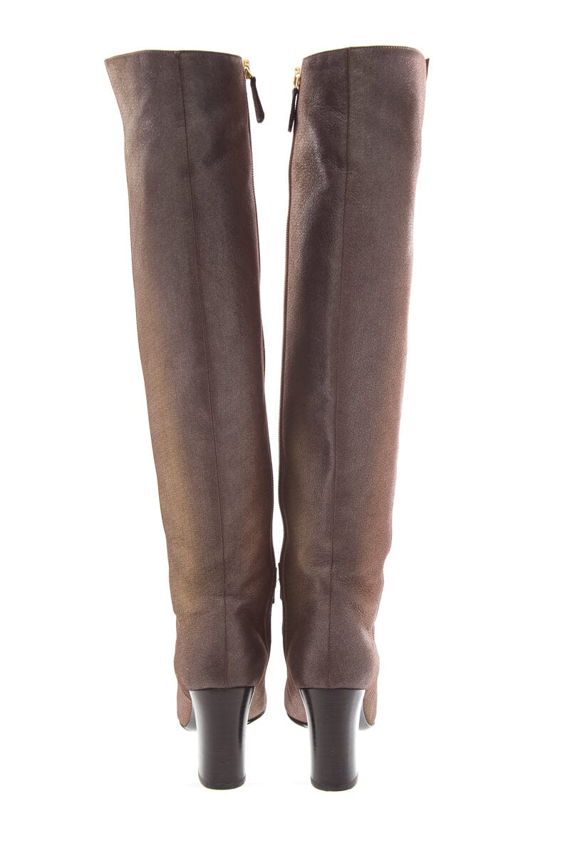 Chanel Multicolor Metallic Leather High Boots SZ 36