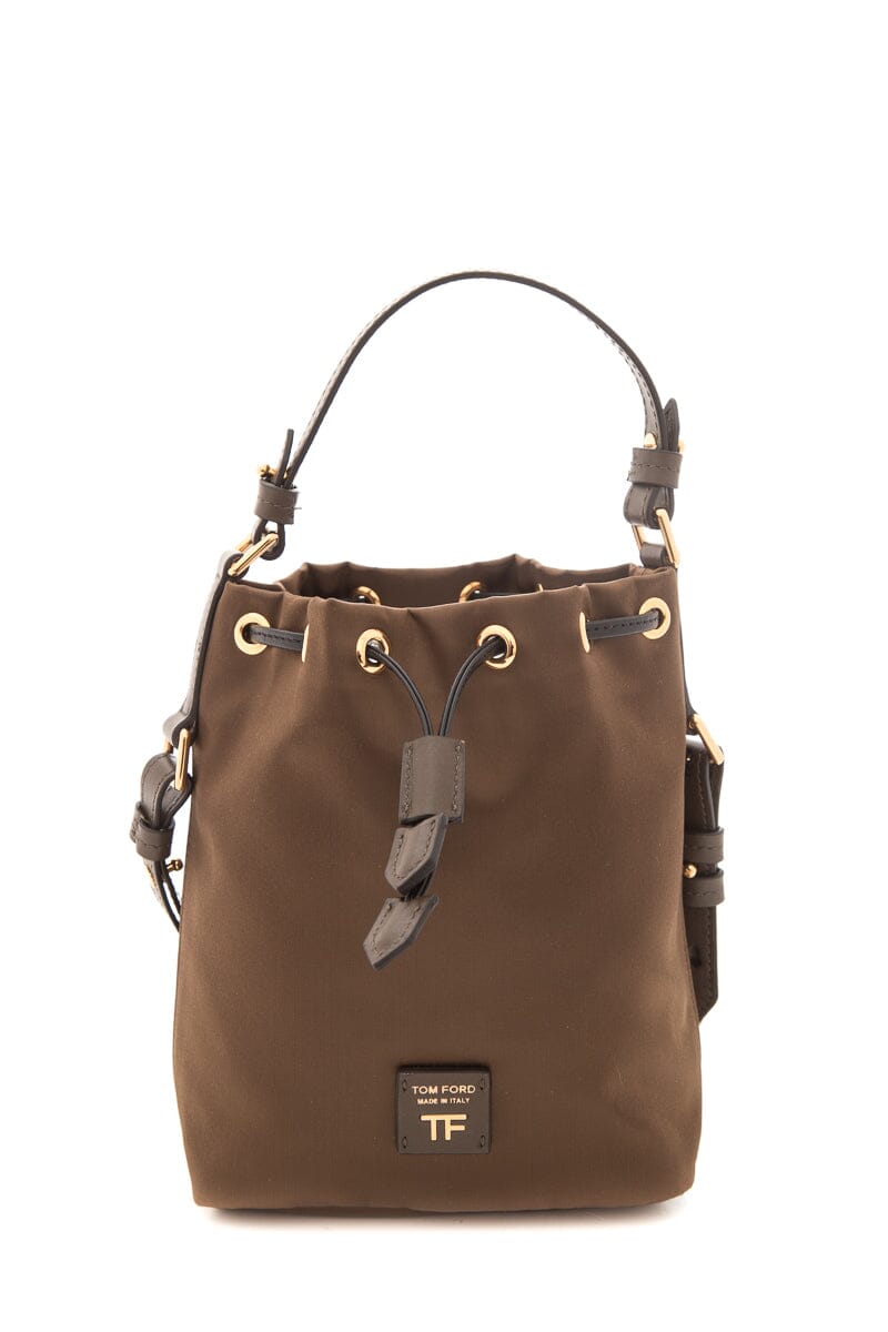 Tom Ford Brown Satin Nylon Chain Bucket Bag