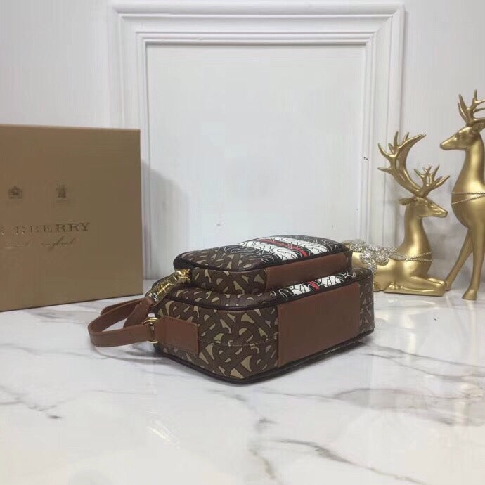 GLAMI Monogram Stripe E-Canvas Camera Bag Bridle Brown For Women, Bags 19.5cm/7.7cm