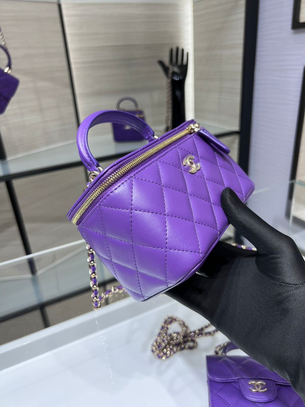 CHLVanity With Chain Silver Hardware Purple For Women Handbags, Shoulder Bags 6.7in/17cm
