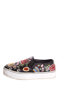 Alice + Olivia Black Embroidery Slip On Sneakers SZ 10