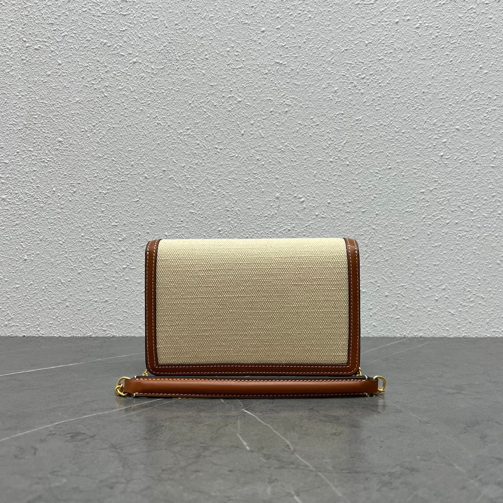 GLAMI Wallet On Chain Triomphe In Textile Natural / Tan For Women 7in/19cm 10J972DB2.02NT