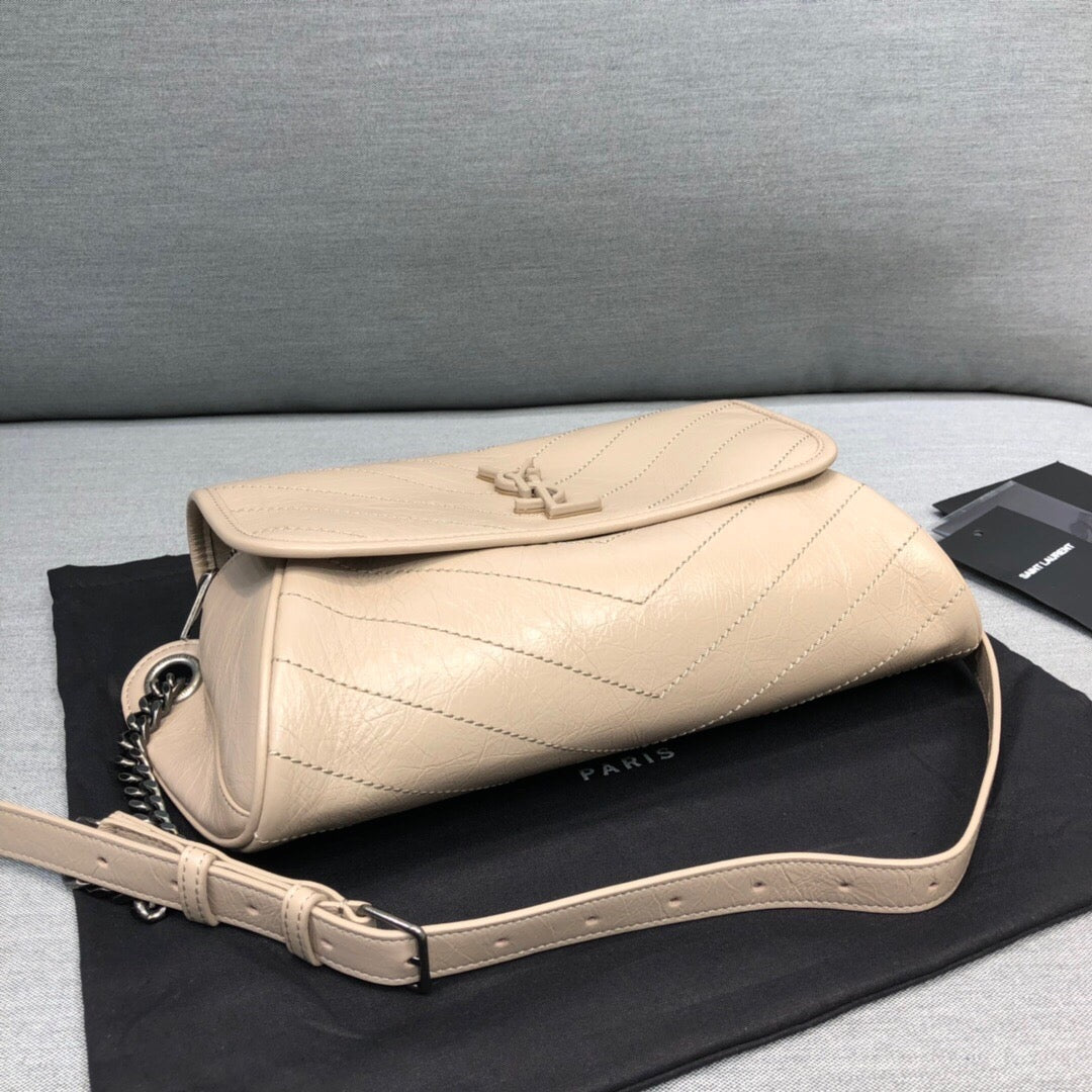 GLAMI Niki MeGLAMIum Crinkled Shoulder Bag Beige For Women 11in/28cm YSL