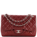 CHANEL Vintage Classic Double Flap Bag Quilted Caviar Jumbo