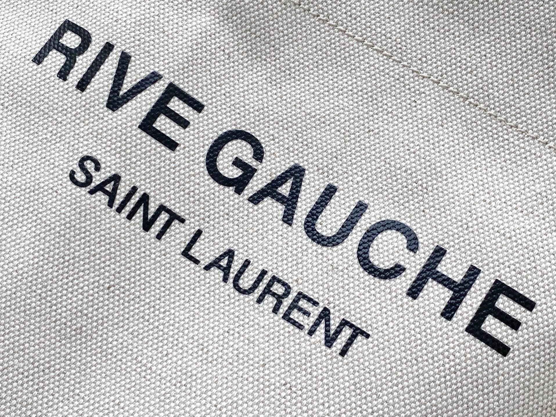 GLAMI Rive Gauche Bucket Bag In Linen With Brown Strap For Women 11.4in/30cm YSL 669299FAABK9053