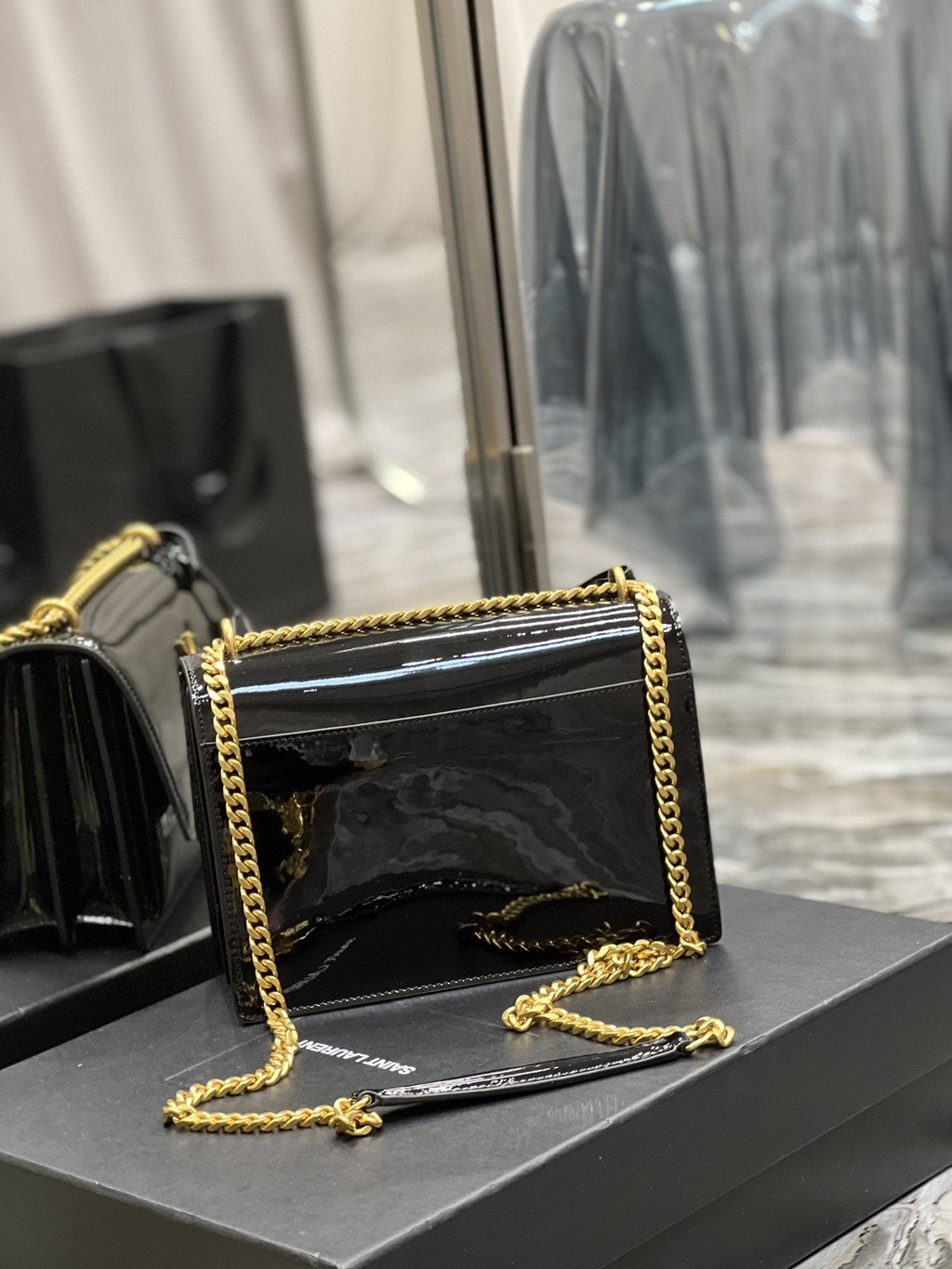 GLAMI Sunset MeGLAMIum Chain Bag For Women 8.6in/22cm Black YSL
