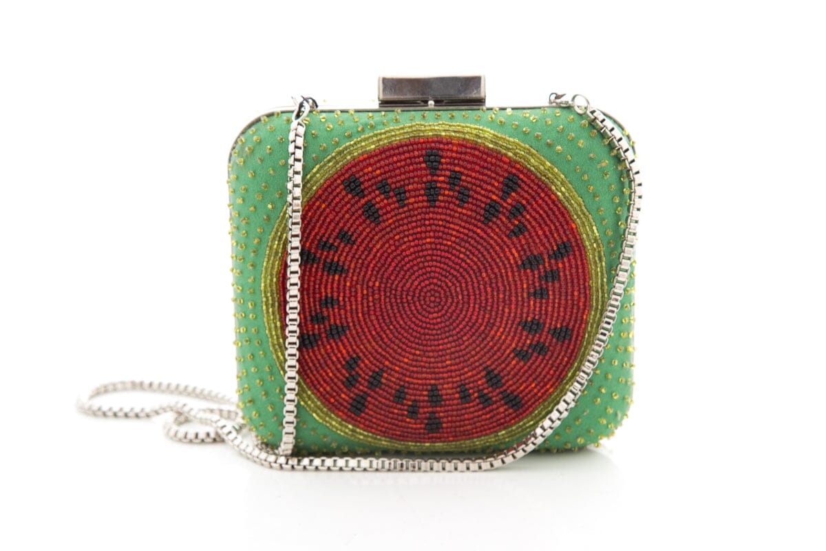 Sarah's Bag Green Beaded Watermelon Cross-Body