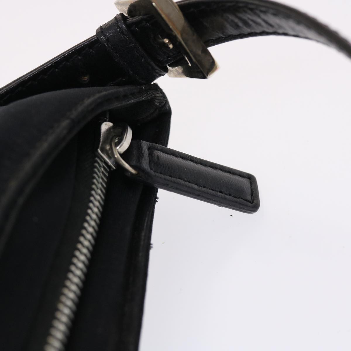 FENDI Mamma Baguette Shoulder Bag Nylon Black 50144