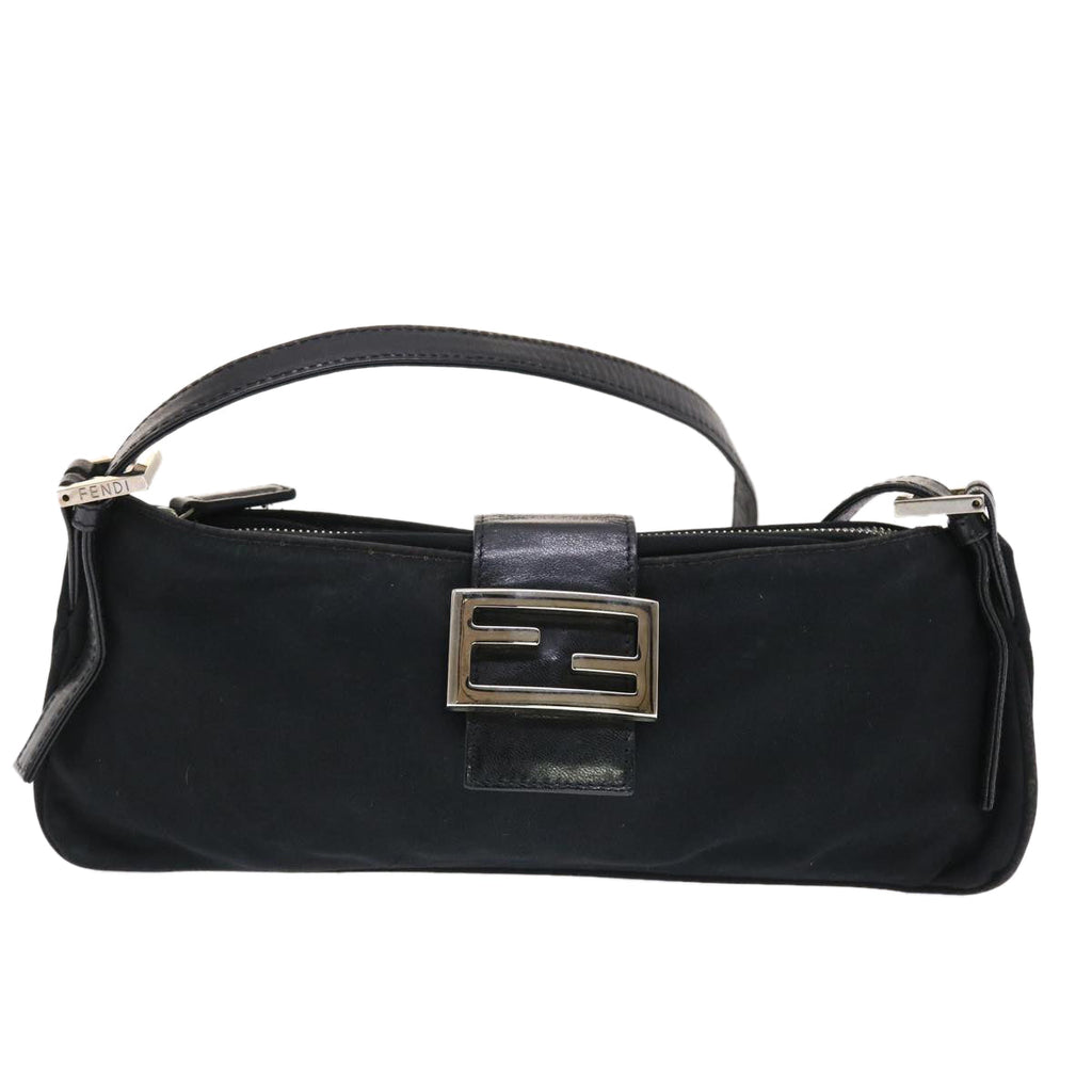 FENDI Mamma Baguette Shoulder Bag Nylon Black 50144