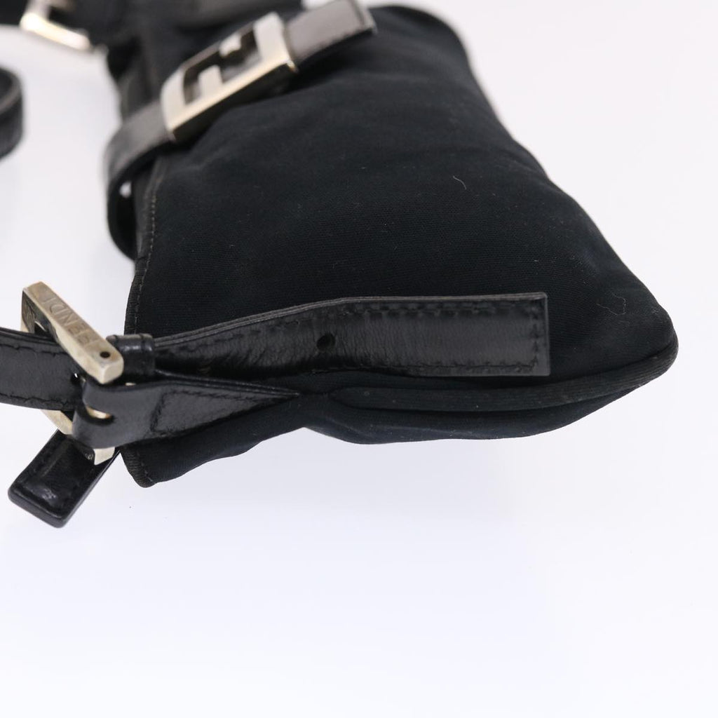 FENDI Mamma Baguette Shoulder Bag Nylon Black 50144