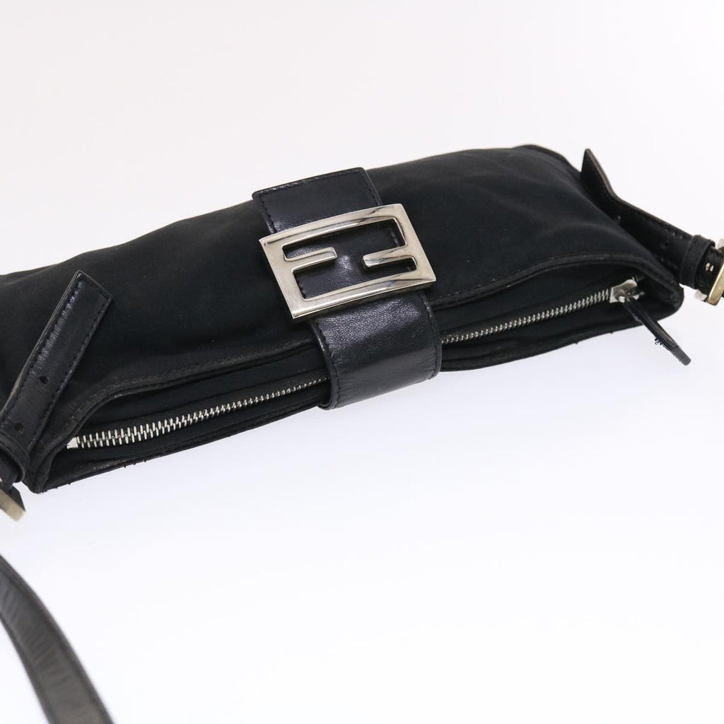 FENDI Mamma Baguette Shoulder Bag Nylon Black 50144