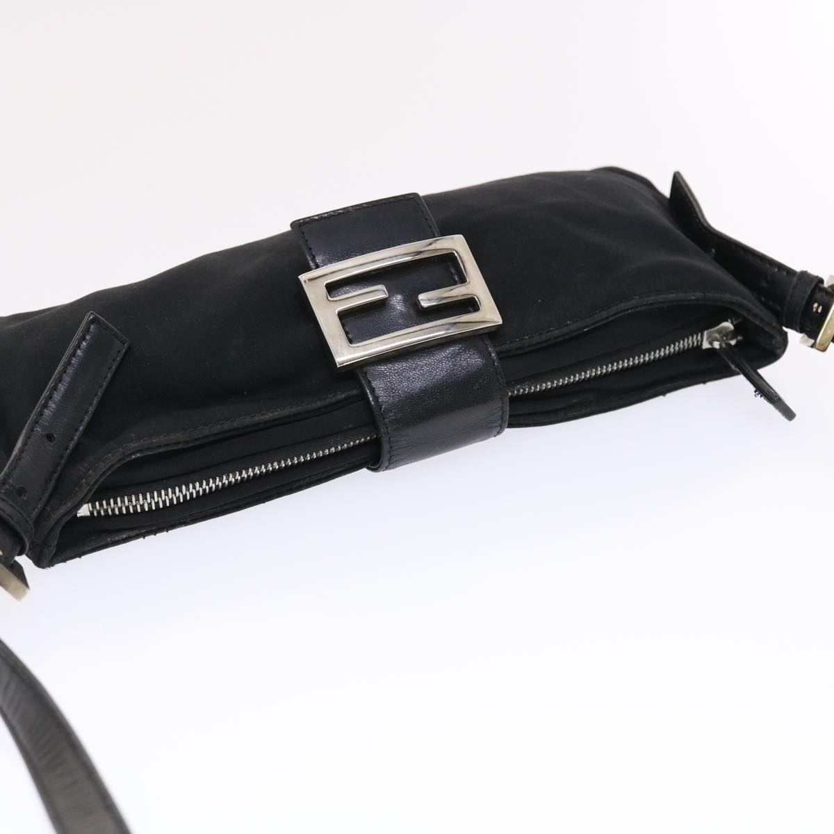 FENDI Mamma Baguette Shoulder Bag Nylon Black 50144