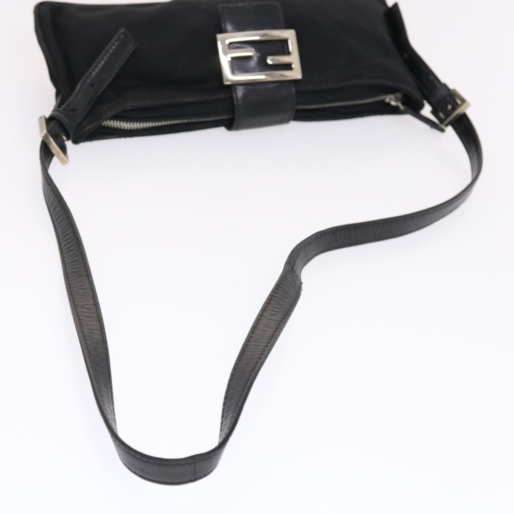 FENDI Mamma Baguette Shoulder Bag Nylon Black 50144