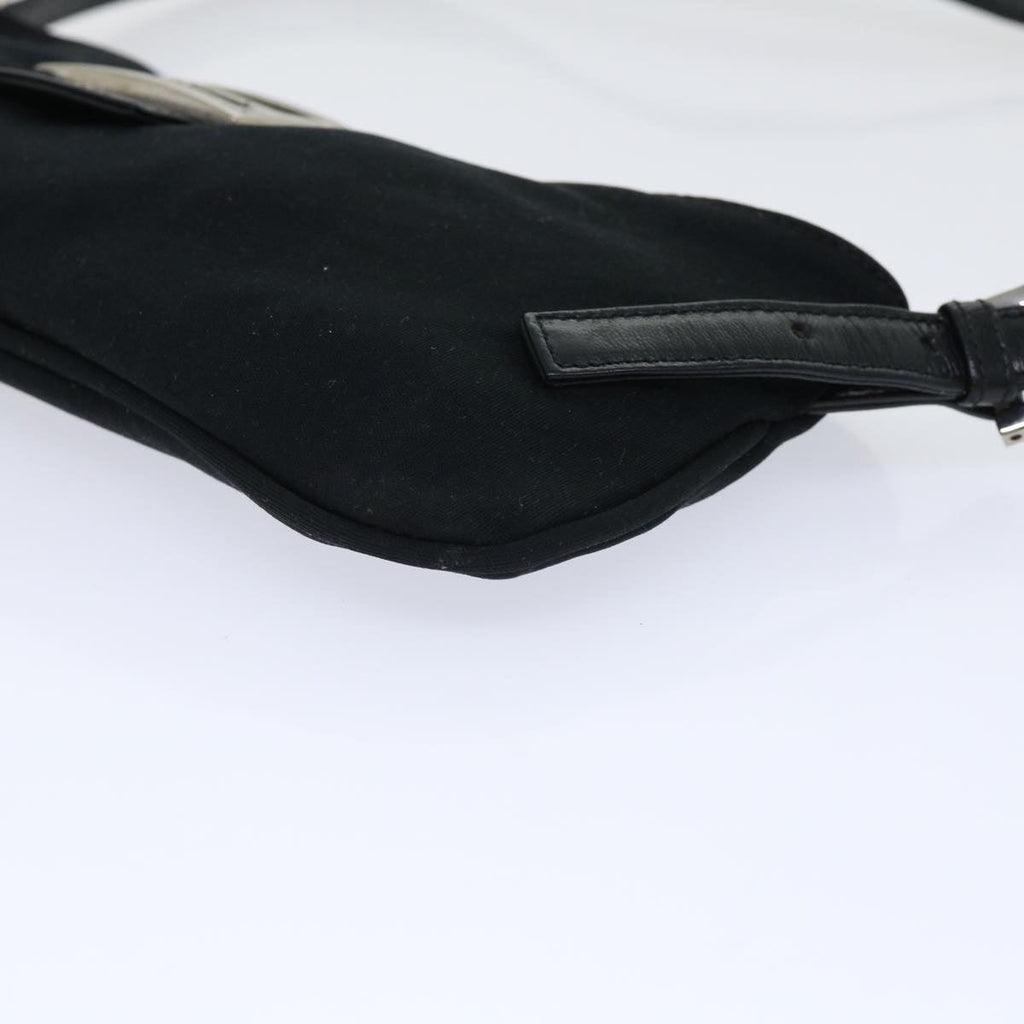 FENDI Mamma Baguette Shoulder Bag Nylon Black 50145