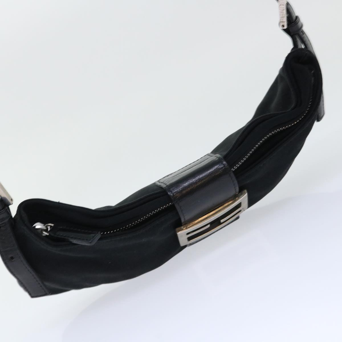 FENDI Mamma Baguette Shoulder Bag Nylon Black 50145