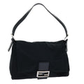 FENDI Mamma Baguette Shoulder Bag Nylon Black 50146