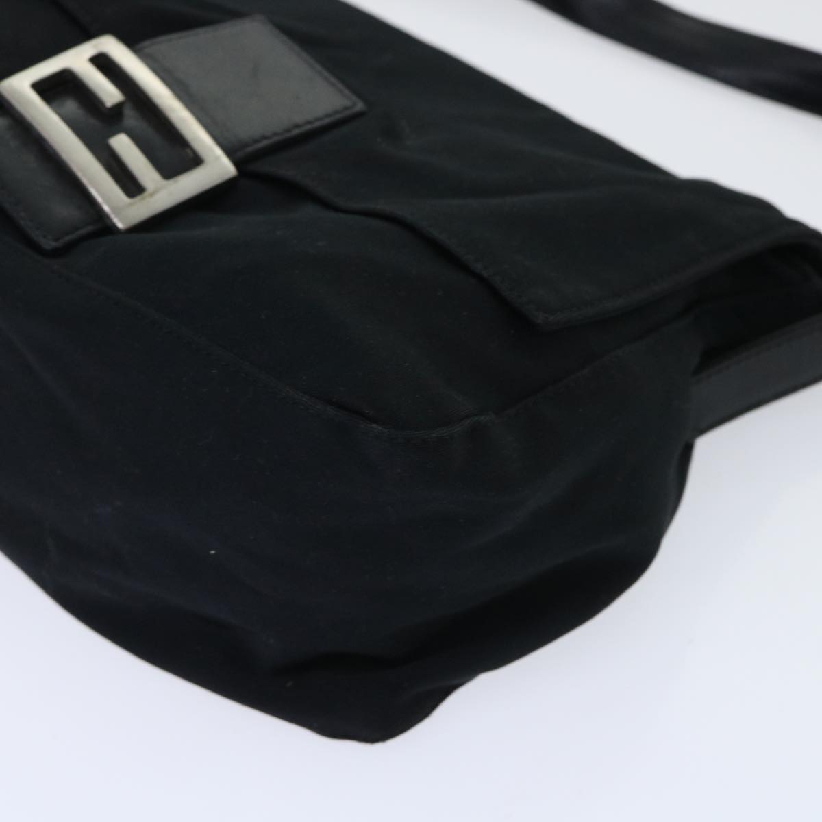 FENDI Mamma Baguette Shoulder Bag Nylon Black 50146