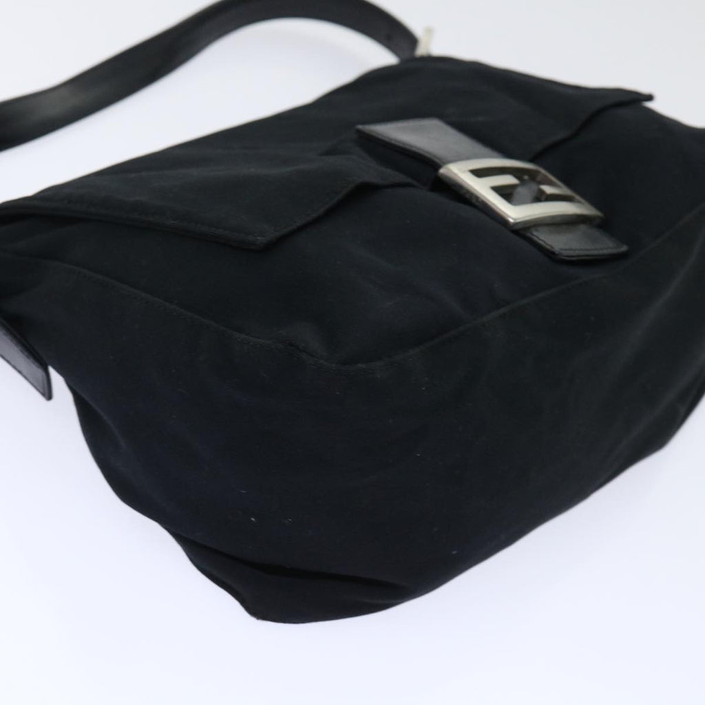 FENDI Mamma Baguette Shoulder Bag Nylon Black 50146