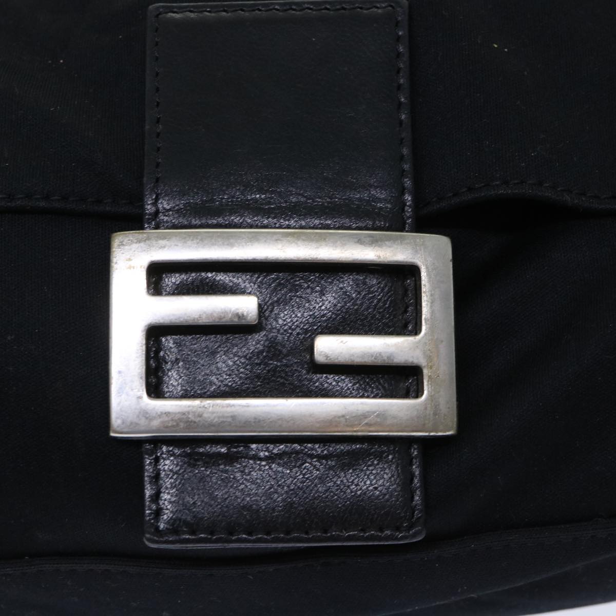 FENDI Mamma Baguette Shoulder Bag Nylon Black 50146