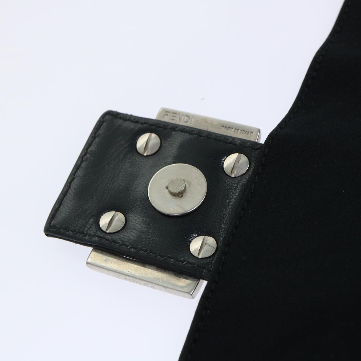 FENDI Mamma Baguette Shoulder Bag Nylon Black 50146
