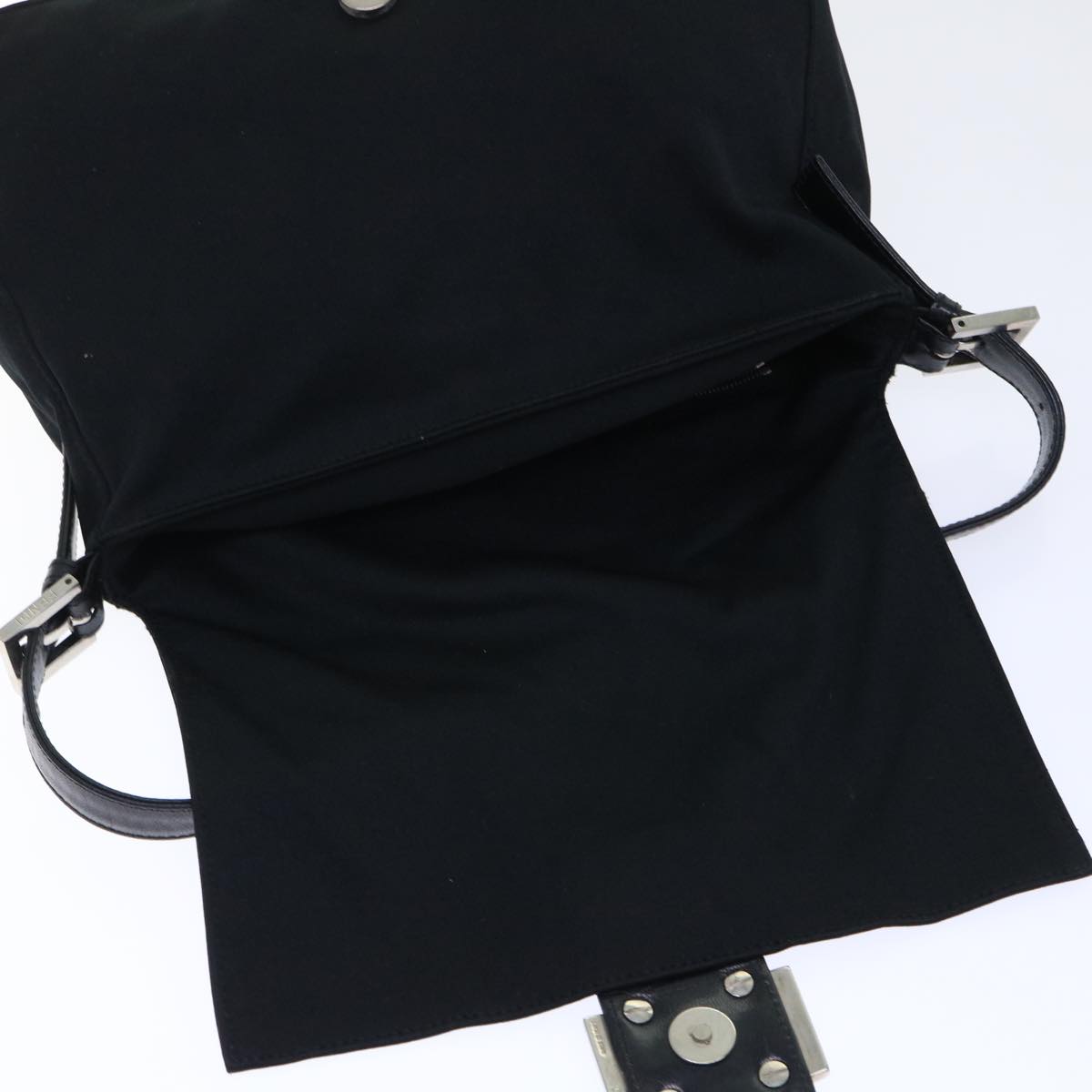FENDI Mamma Baguette Shoulder Bag Nylon Black 50146