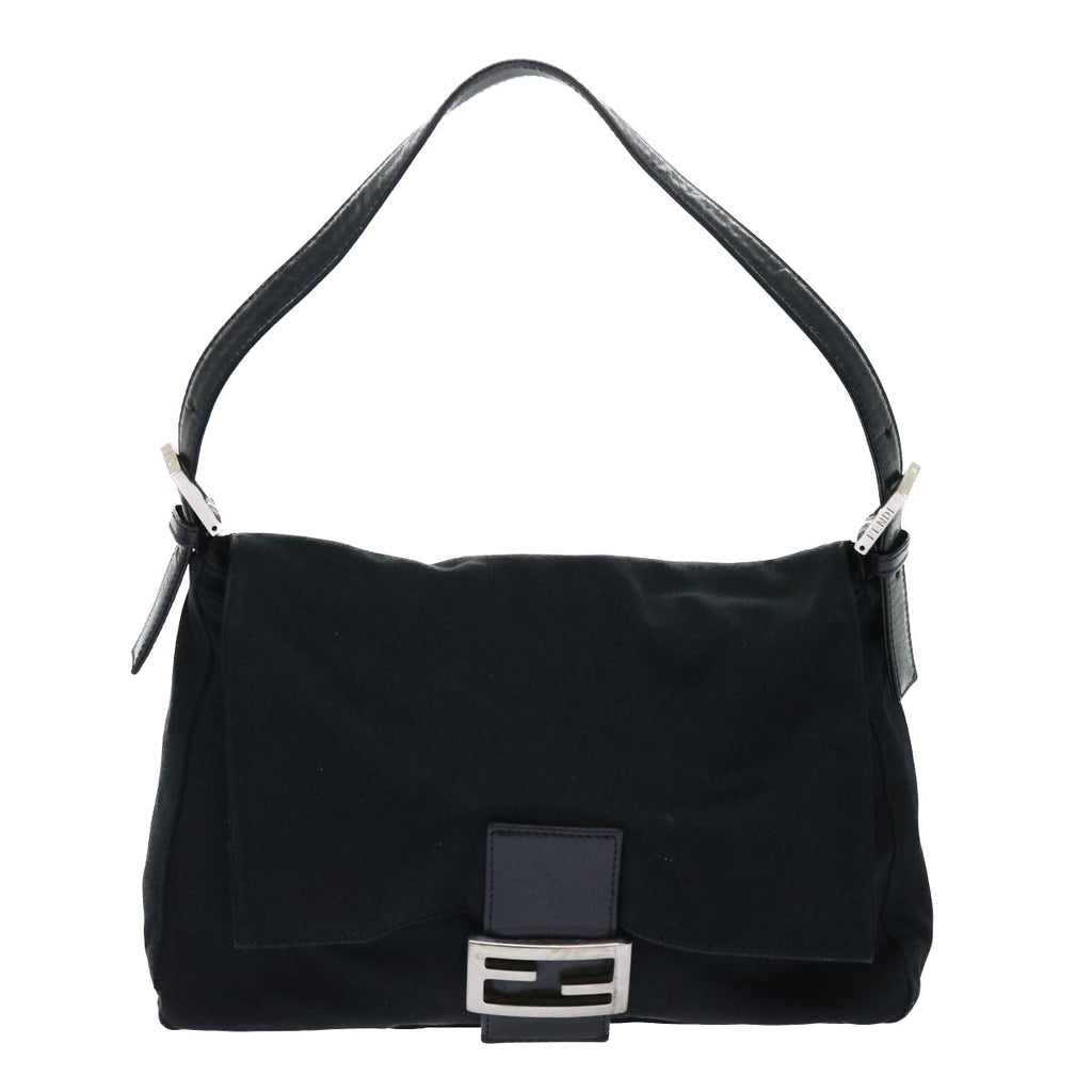 FENDI Mamma Baguette Shoulder Bag Nylon Black 50146