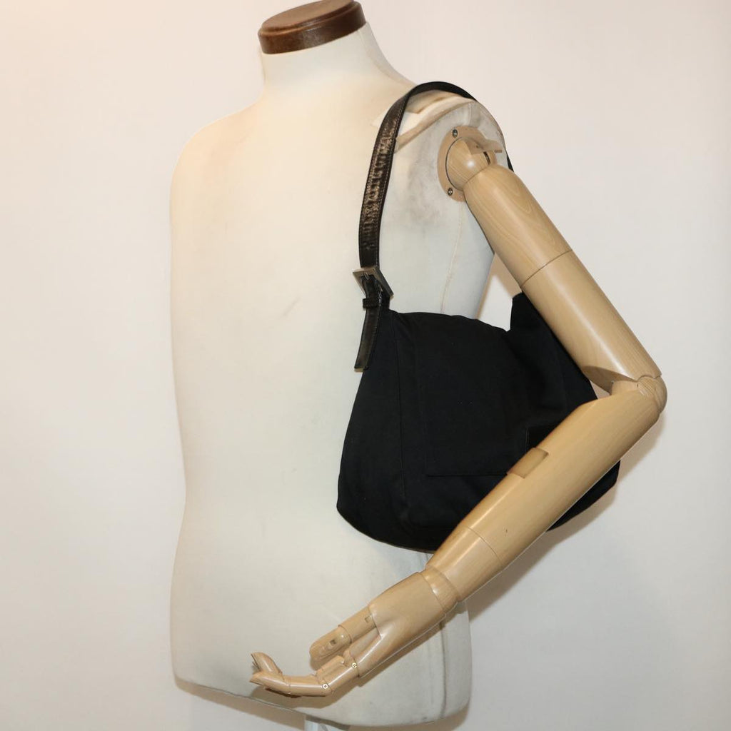 FENDI Mamma Baguette Shoulder Bag Nylon Black 50146