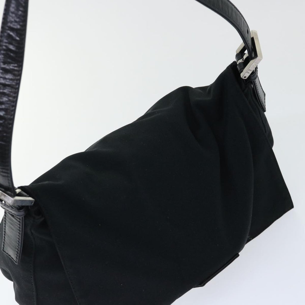 FENDI Mamma Baguette Shoulder Bag Nylon Black 50146