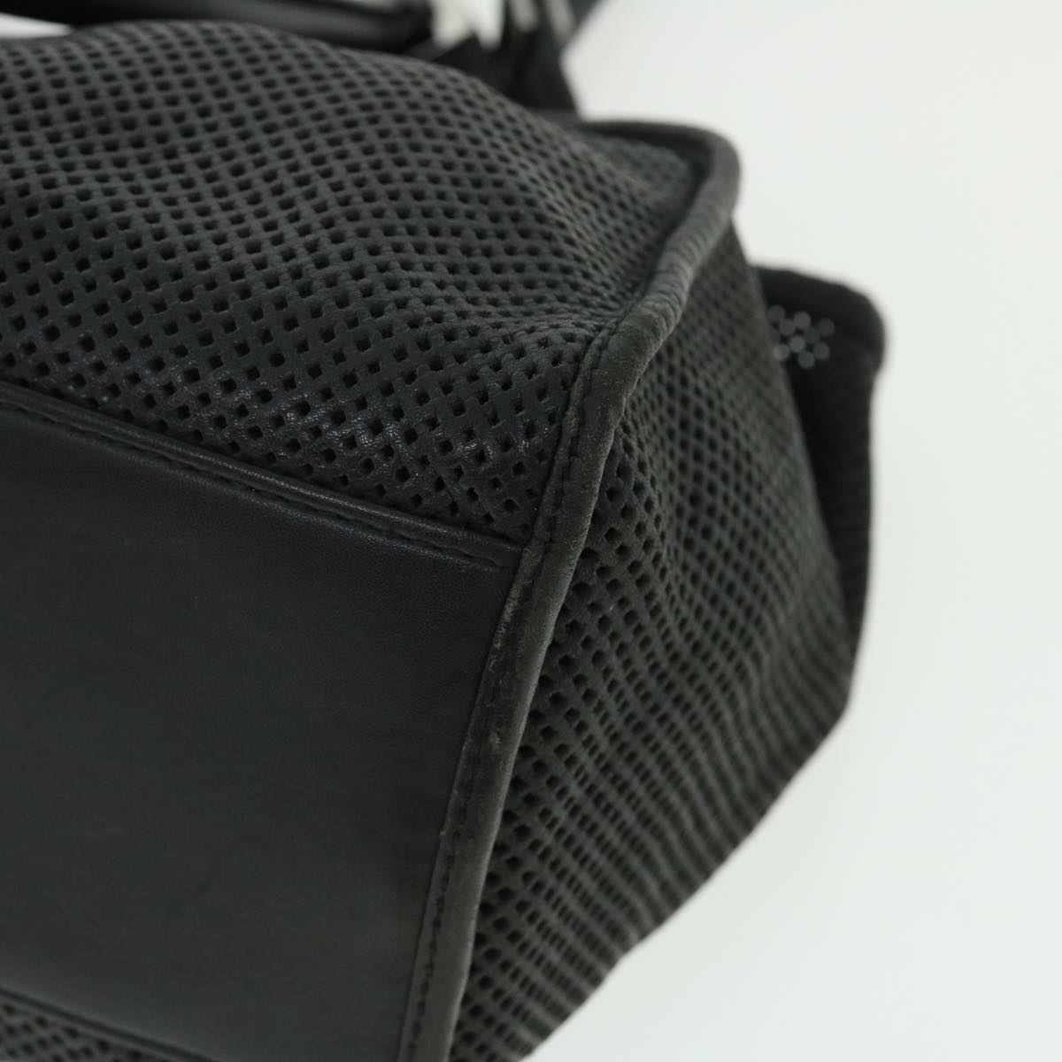 GUCCI Jackie Mesh Hand Bag Leather Black 50166