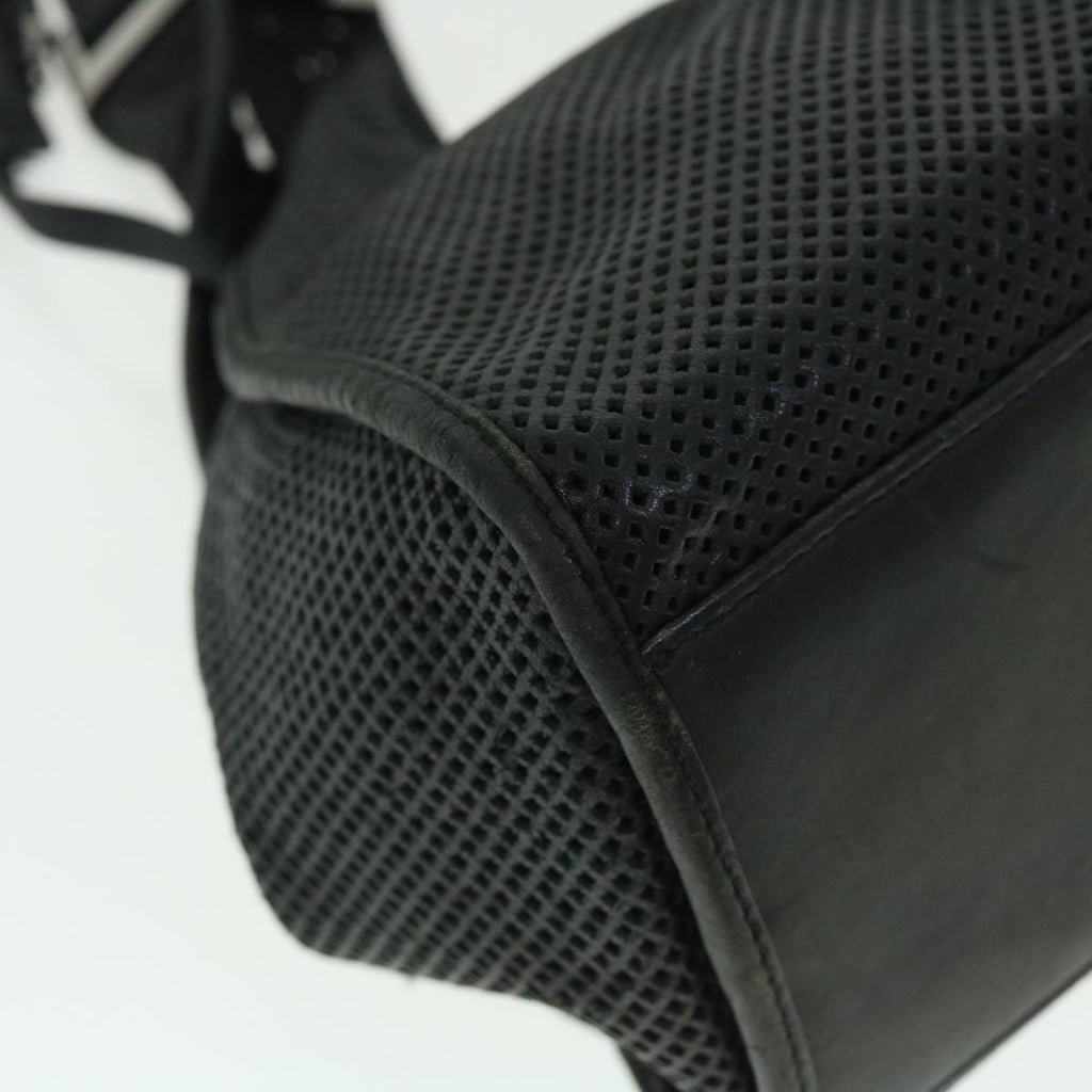 GUCCI Jackie Mesh Hand Bag Leather Black 50166