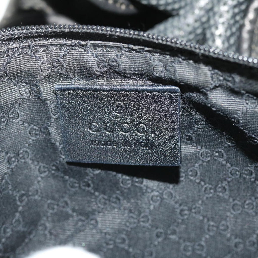 GUCCI Jackie Mesh Hand Bag Leather Black 50166
