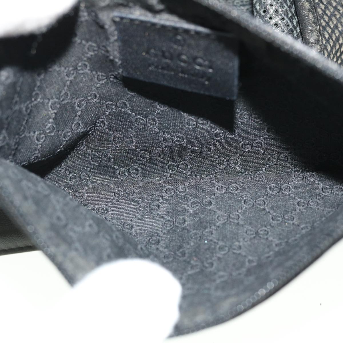 GUCCI Jackie Mesh Hand Bag Leather Black 50166