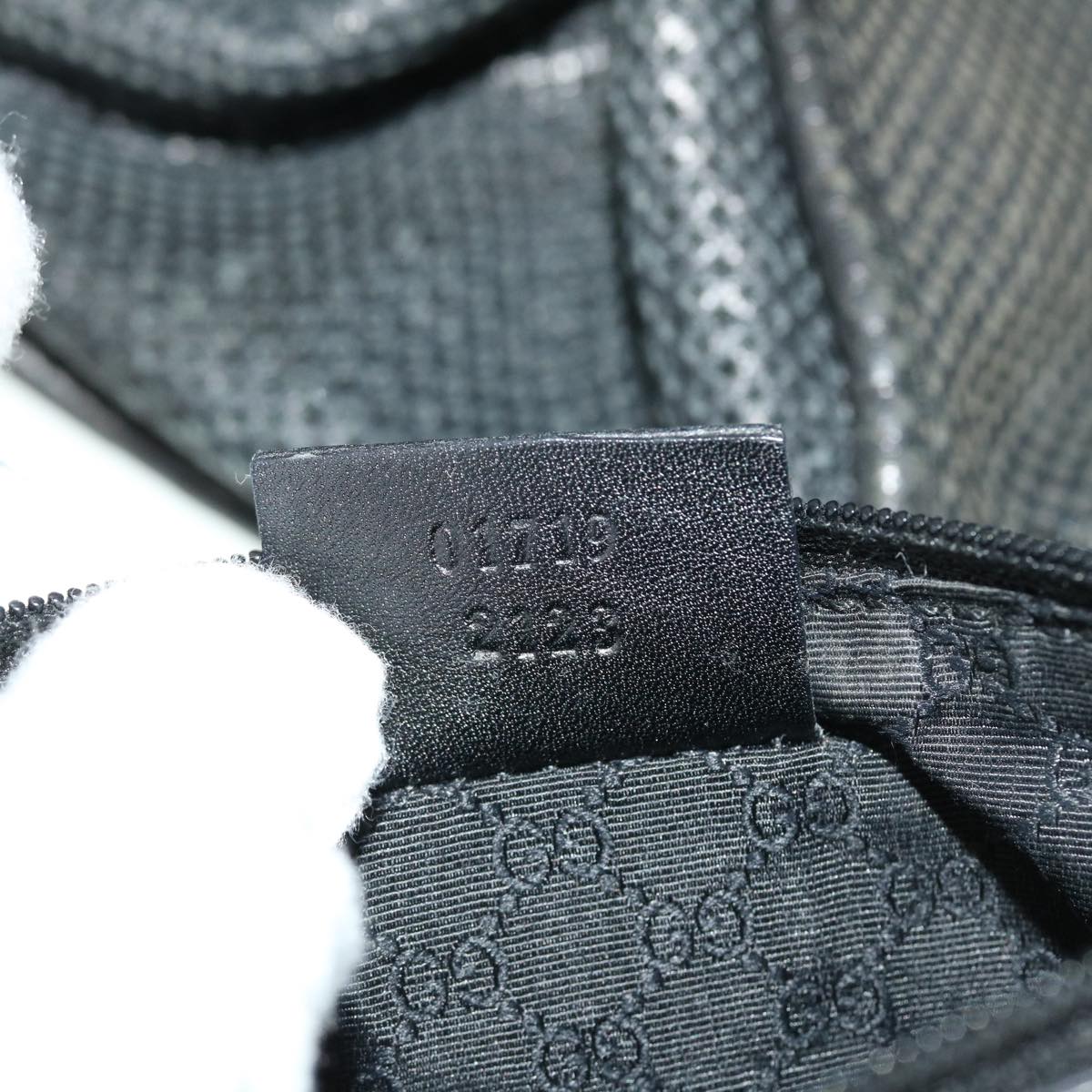 GUCCI Jackie Mesh Hand Bag Leather Black 50166