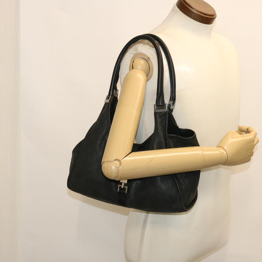 GUCCI Jackie Mesh Hand Bag Leather Black 50166