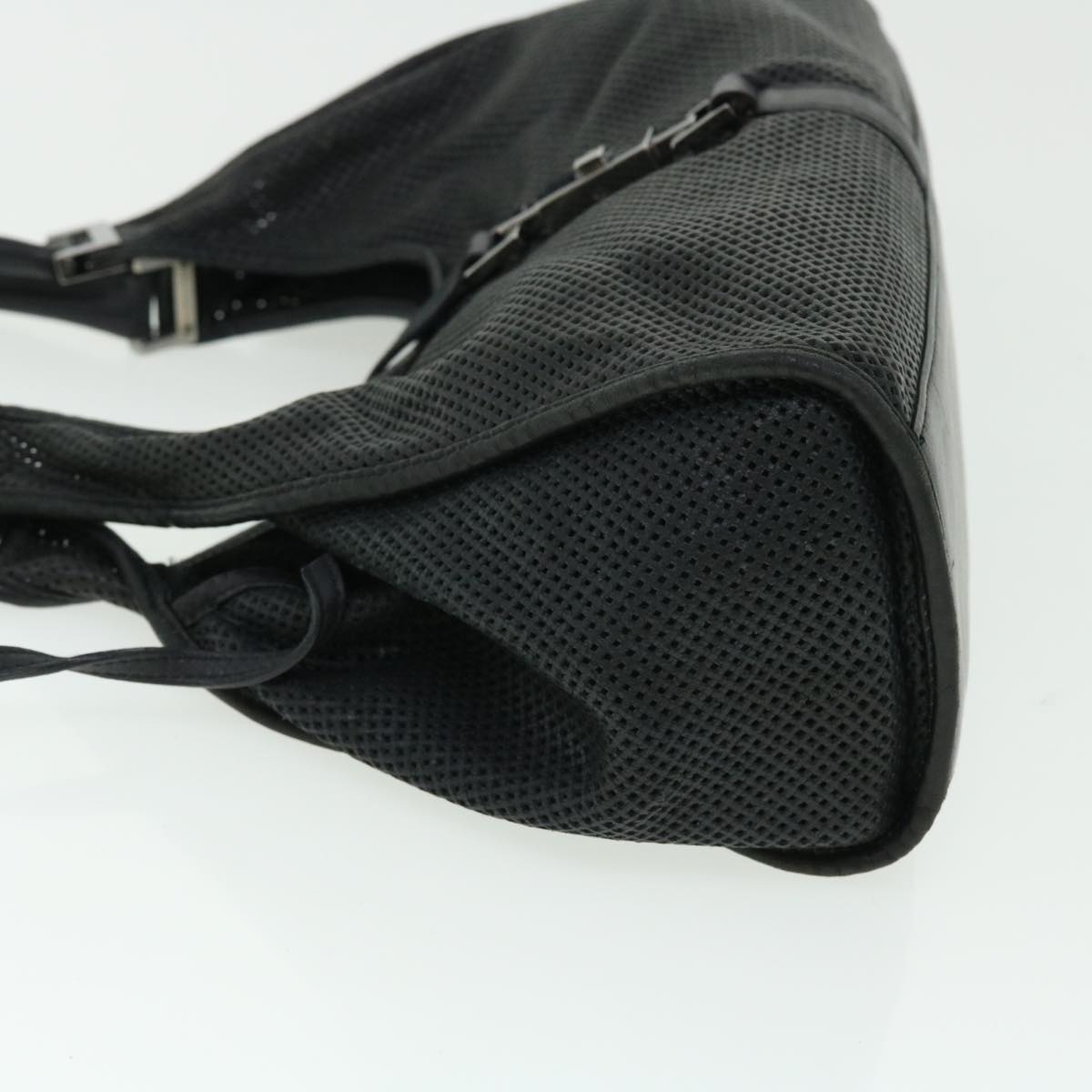 GUCCI Jackie Mesh Hand Bag Leather Black 50166