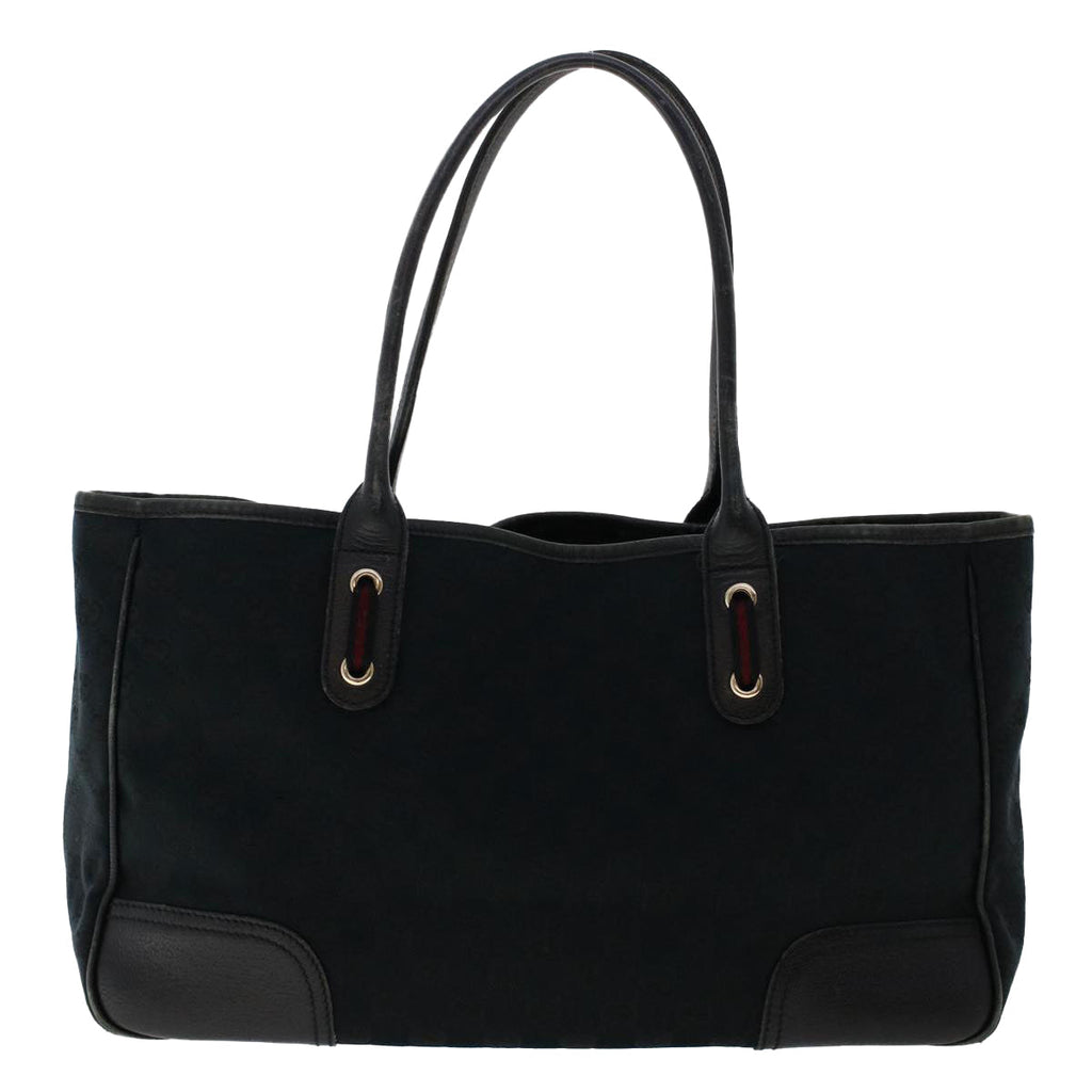 GUCCI GG Canvas Sherry Line Tote Bag Black Red Navy 163805 50171