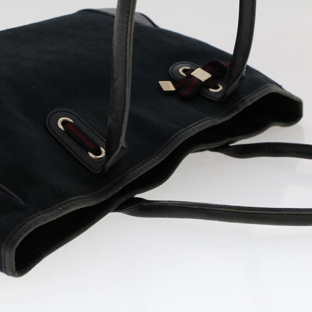 GUCCI GG Canvas Sherry Line Tote Bag Black Red Navy 163805 50171