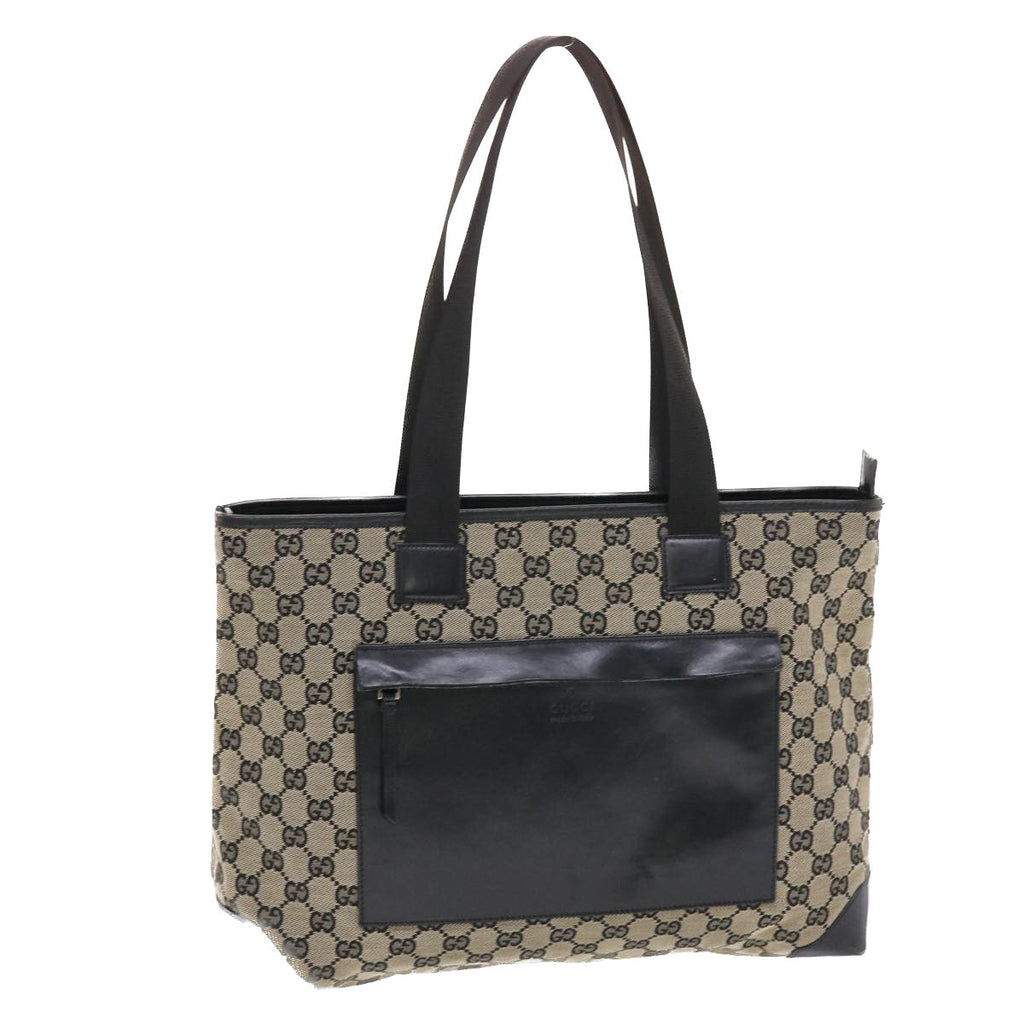 GUCCI GG Canvas Tote Bag Beige Black 50174