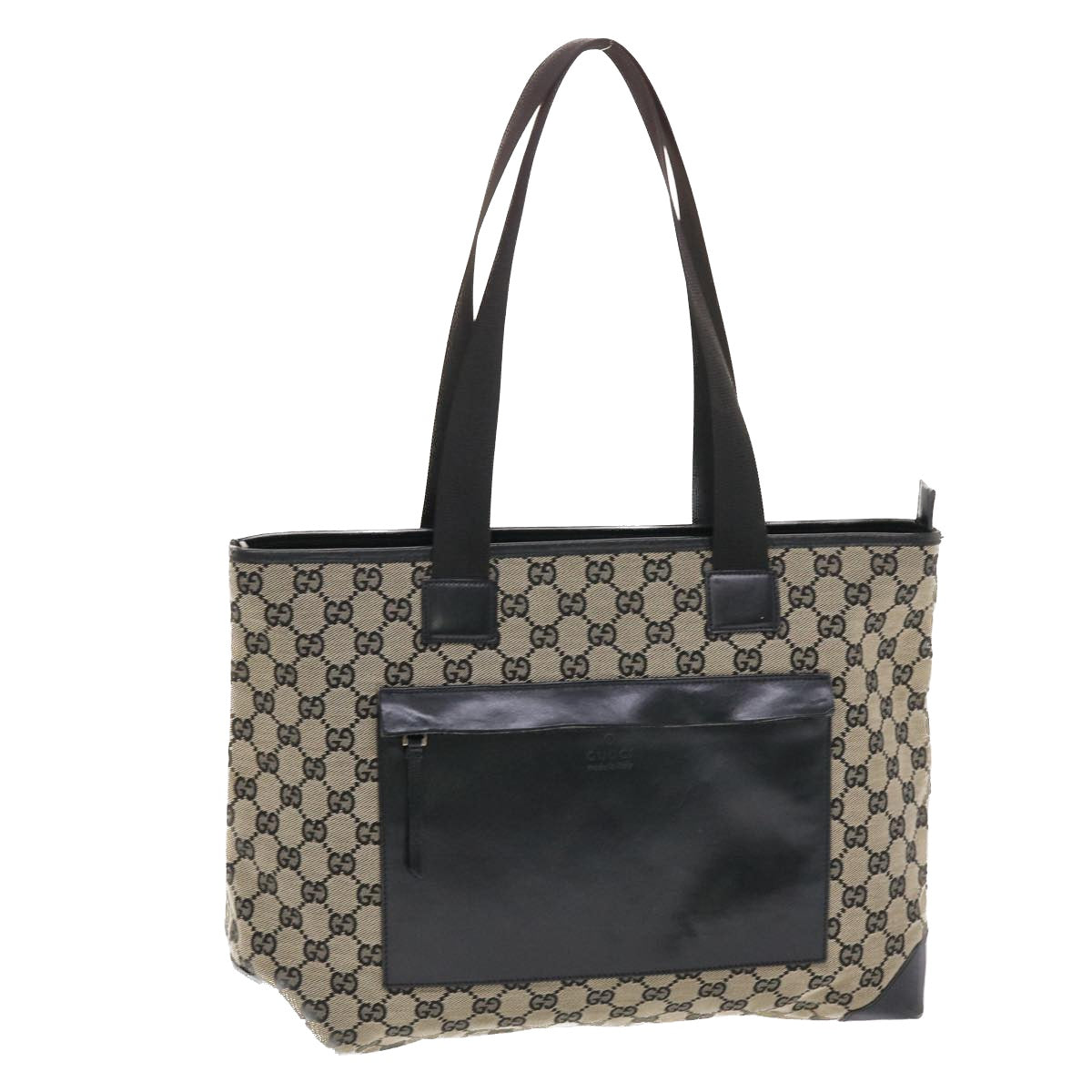 GUCCI GG Canvas Tote Bag Beige Black 50174