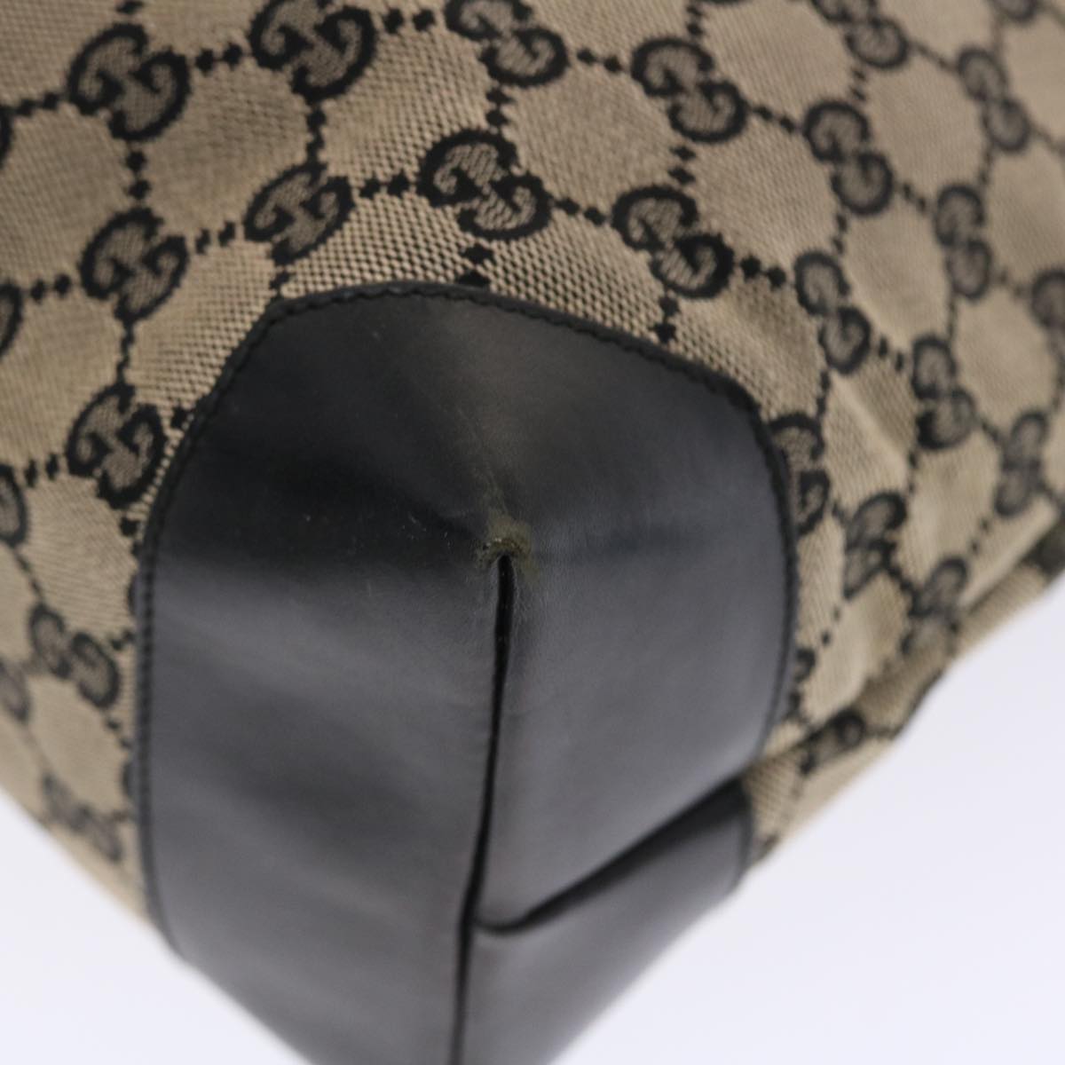 GUCCI GG Canvas Tote Bag Beige Black 50174