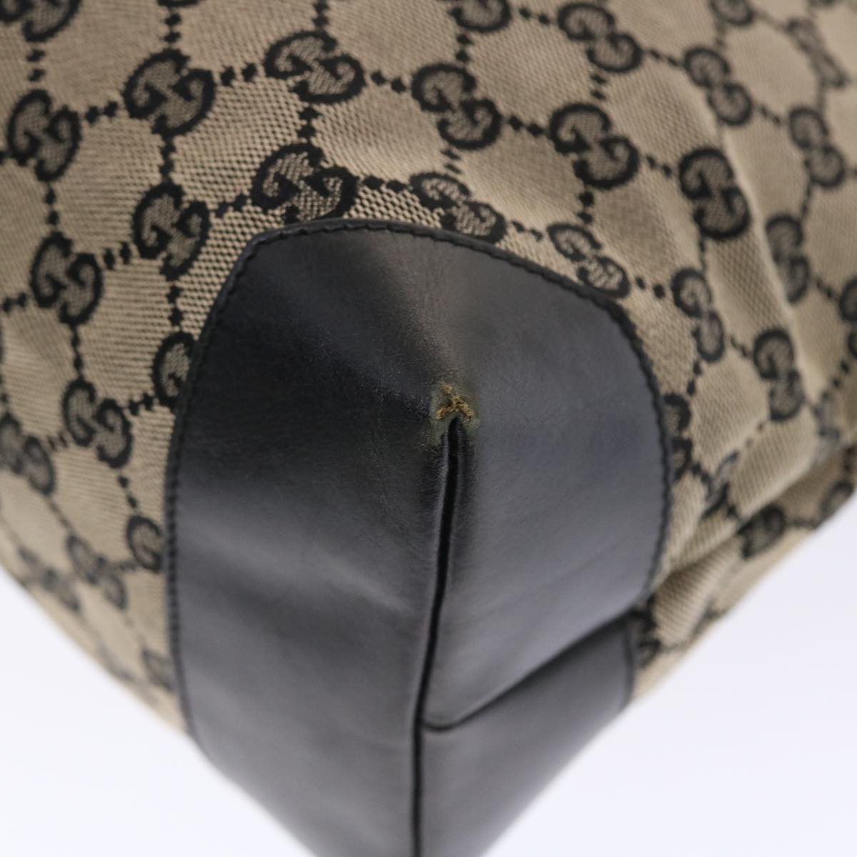 GUCCI GG Canvas Tote Bag Beige Black 50174