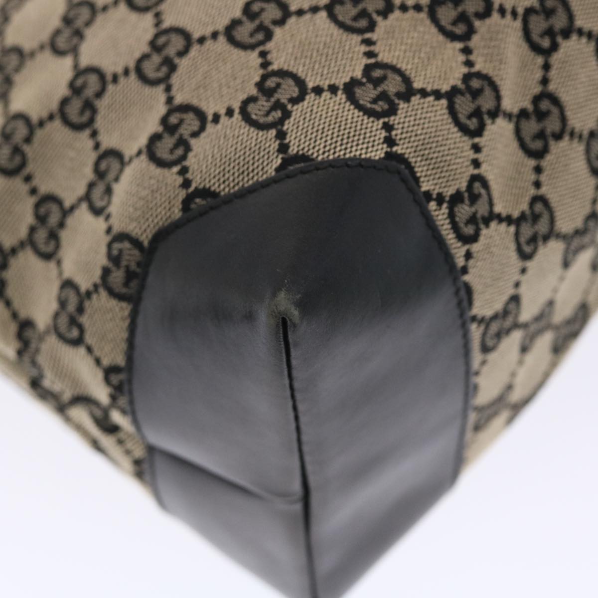 GUCCI GG Canvas Tote Bag Beige Black 50174