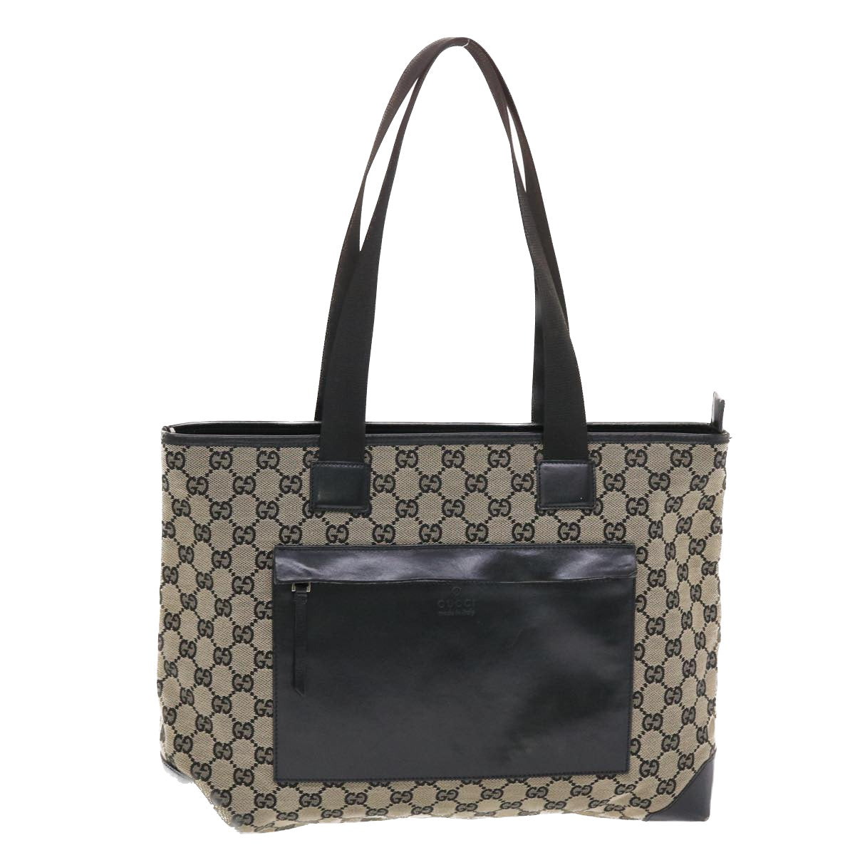 GUCCI GG Canvas Tote Bag Beige Black 50174