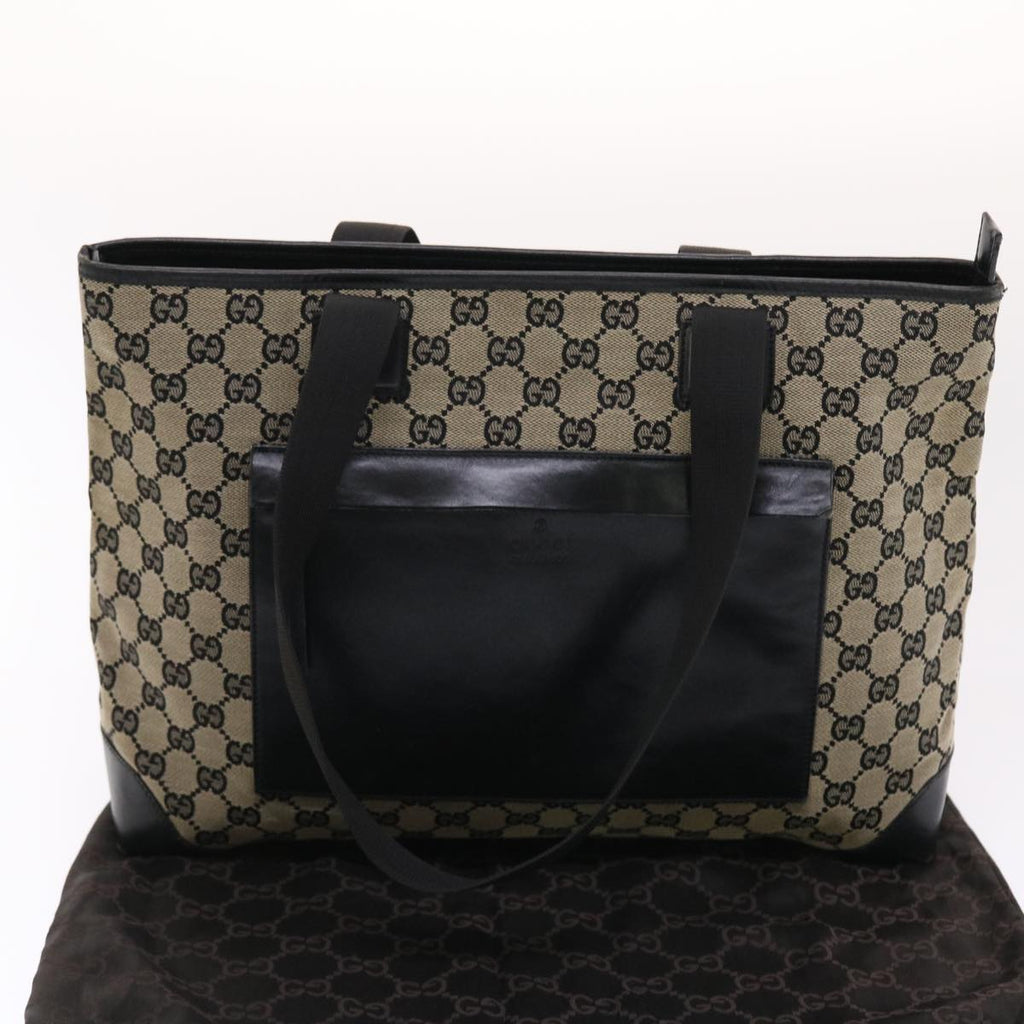 GUCCI GG Canvas Tote Bag Beige Black 50174