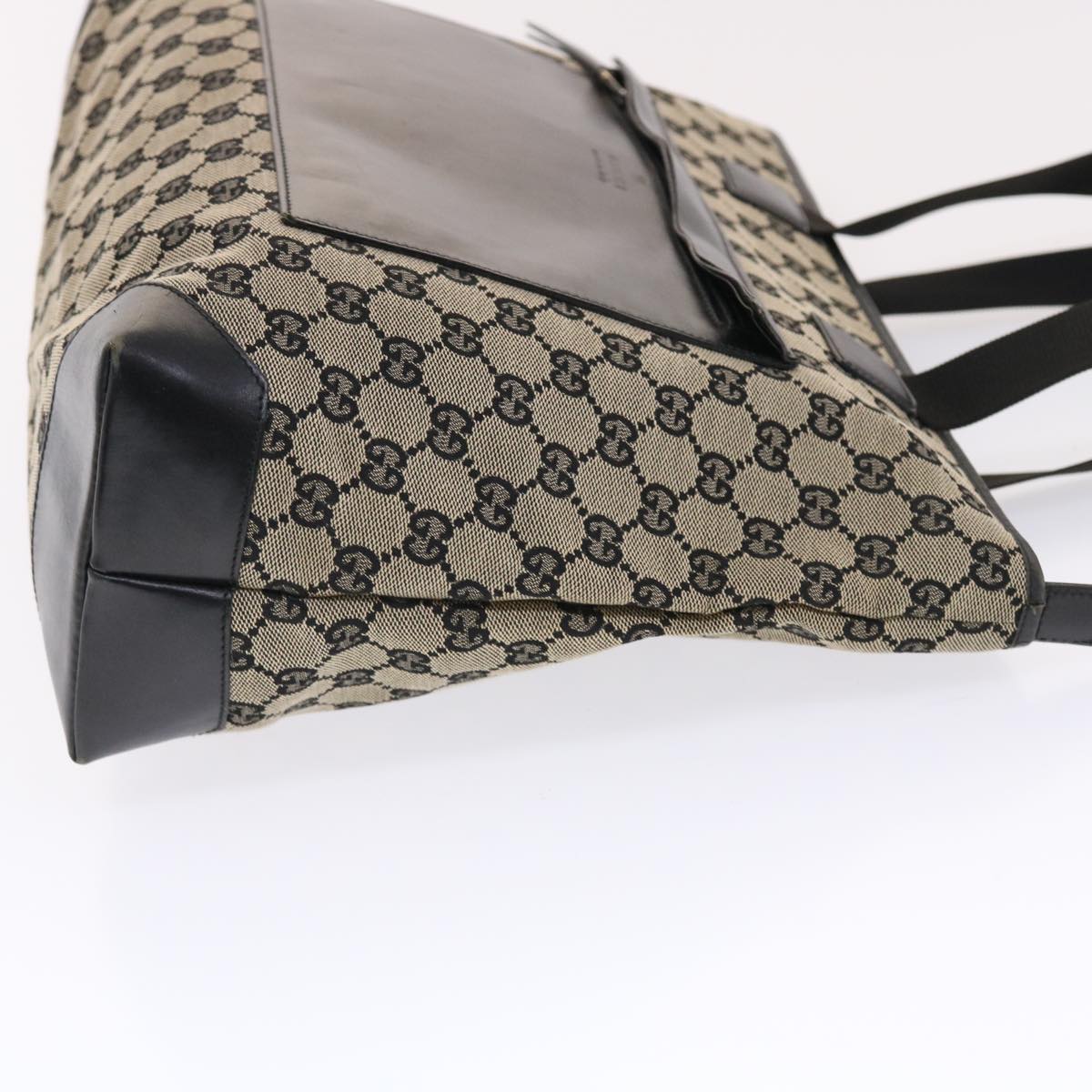 GUCCI GG Canvas Tote Bag Beige Black 50174